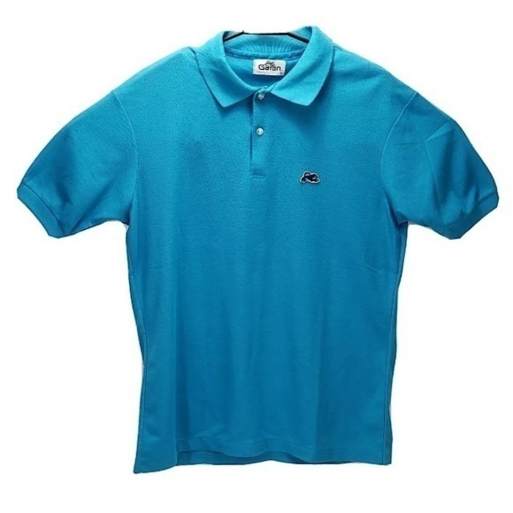 Garan Polo Shirt Blue Golf Mens Large Eighties